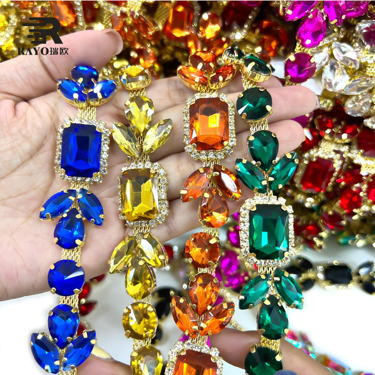 RAYO Glass Crystal Claw Rhinestone Chain Trim Sew On For Evening Dress Stage Garment DIY Decoration