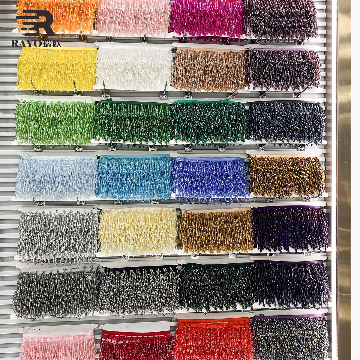 RAYO Glass Crystal Beaded Tassel Fringe Trim For Evening Dress Stage Outfit Garment Sew On DIY Decoration