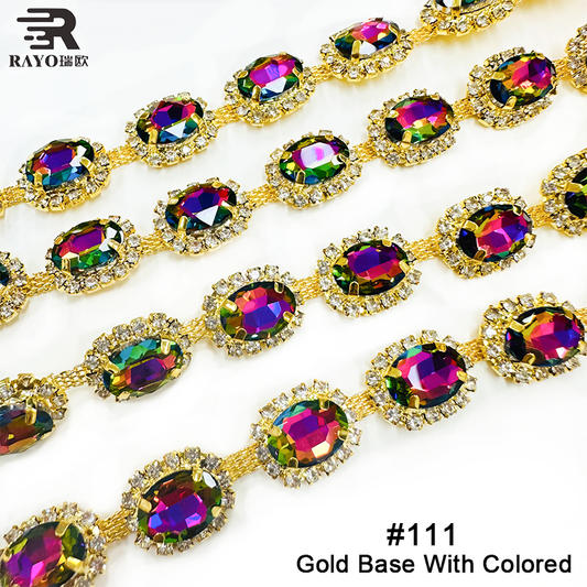 RAYO Colorful 3D Tassel Crystal Claw Chain Trim Sew On For Stage Gown Wedding Dress Shoe Bag DIY Ornament