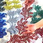 RAYO Newest Handmade 3D Floral Leaf Rhinestone Applique Adhesive Base Sew On Glue On Crystal Patch For Dress Bags Shoes DIY Clothing Decoration