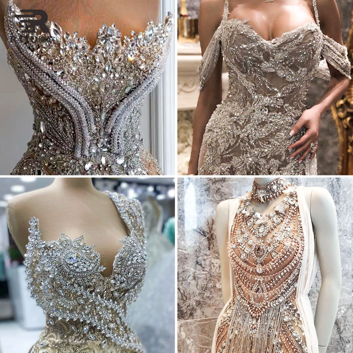 RAYO Glass Crystal Claw Rhinestone Chain Trim Sew On For Evening Dress Stage Garment DIY Decoration