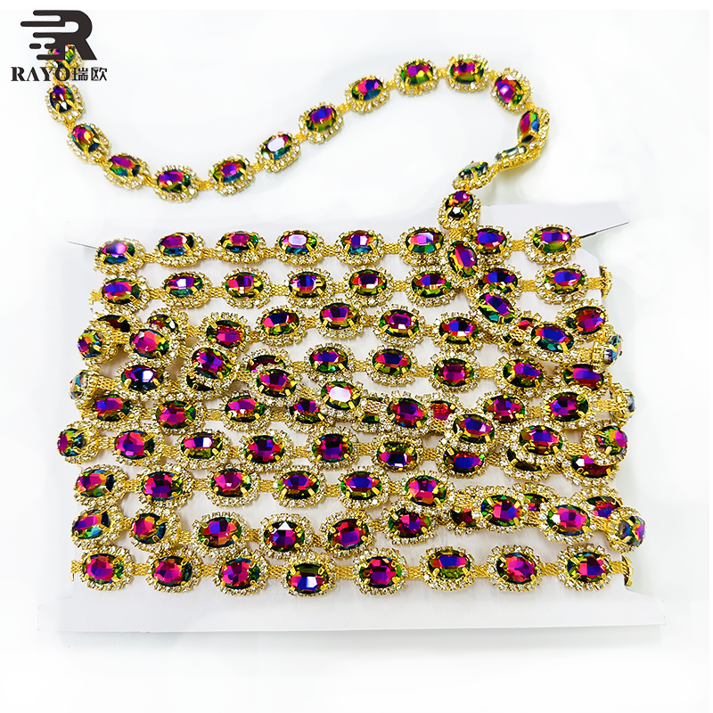 RAYO Colorful 3D Tassel Crystal Claw Chain Trim Sew On For Stage Gown Wedding Dress Shoe Bag DIY Ornament