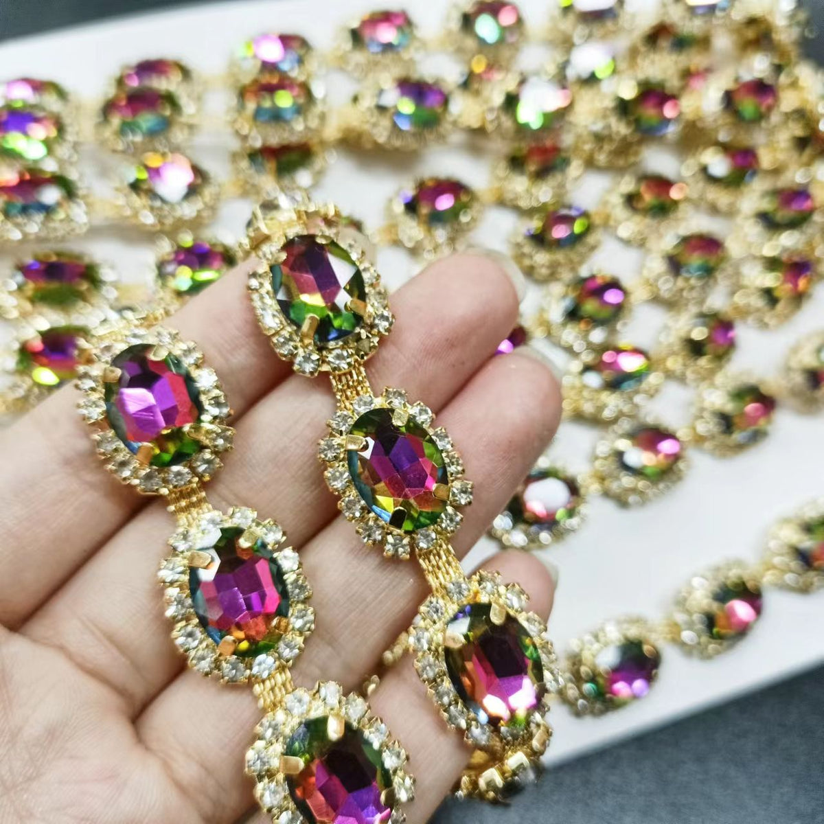 RAYO Colorful 3D Tassel Crystal Claw Chain Trim Sew On For Stage Gown Wedding Dress Shoe Bag DIY Ornament