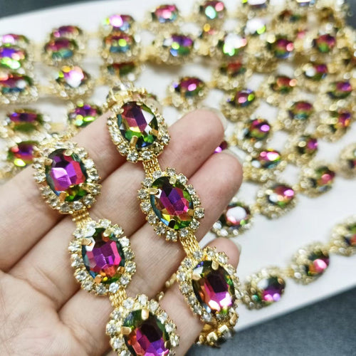 RAYO Colorful 3D Tassel Crystal Claw Chain Trim Sew On For Stage Gown Wedding Dress Shoe Bag DIY Ornament