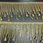 RAYO Teardrop Crystal Tassel Claw Chain Trim Sew On For Wedding Evening Stage Dress Shoe Bag DIY Ornament