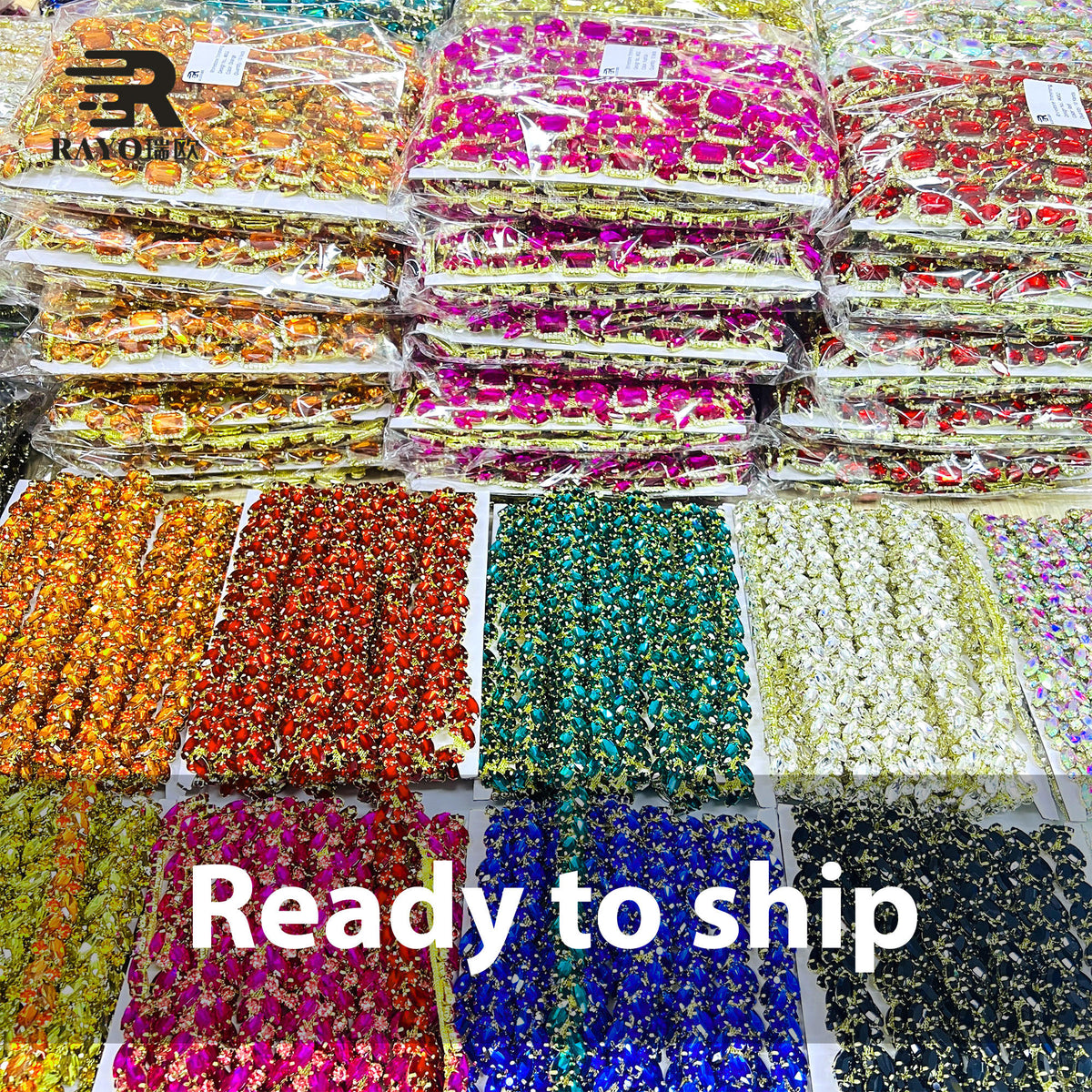 RAYO Glass Crystal Claw Rhinestone Chain Trim Sew On For Evening Dress Stage Garment DIY Decoration