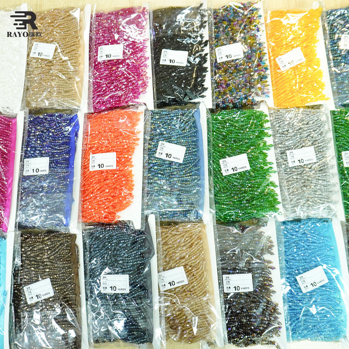 RAYO Glass Crystal Beaded Tassel Fringe Trim For Evening Dress Stage Outfit Garment Sew On DIY Decoration