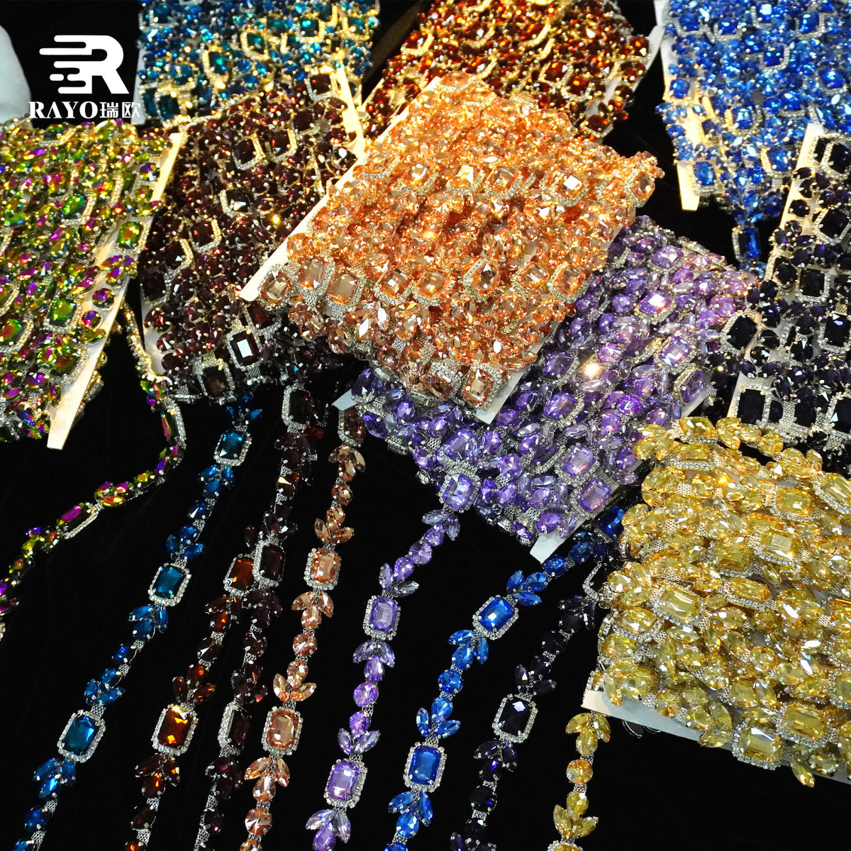RAYO Glass Crystal Claw Rhinestone Chain Trim Sew On For Evening Dress Stage Garment DIY Decoration