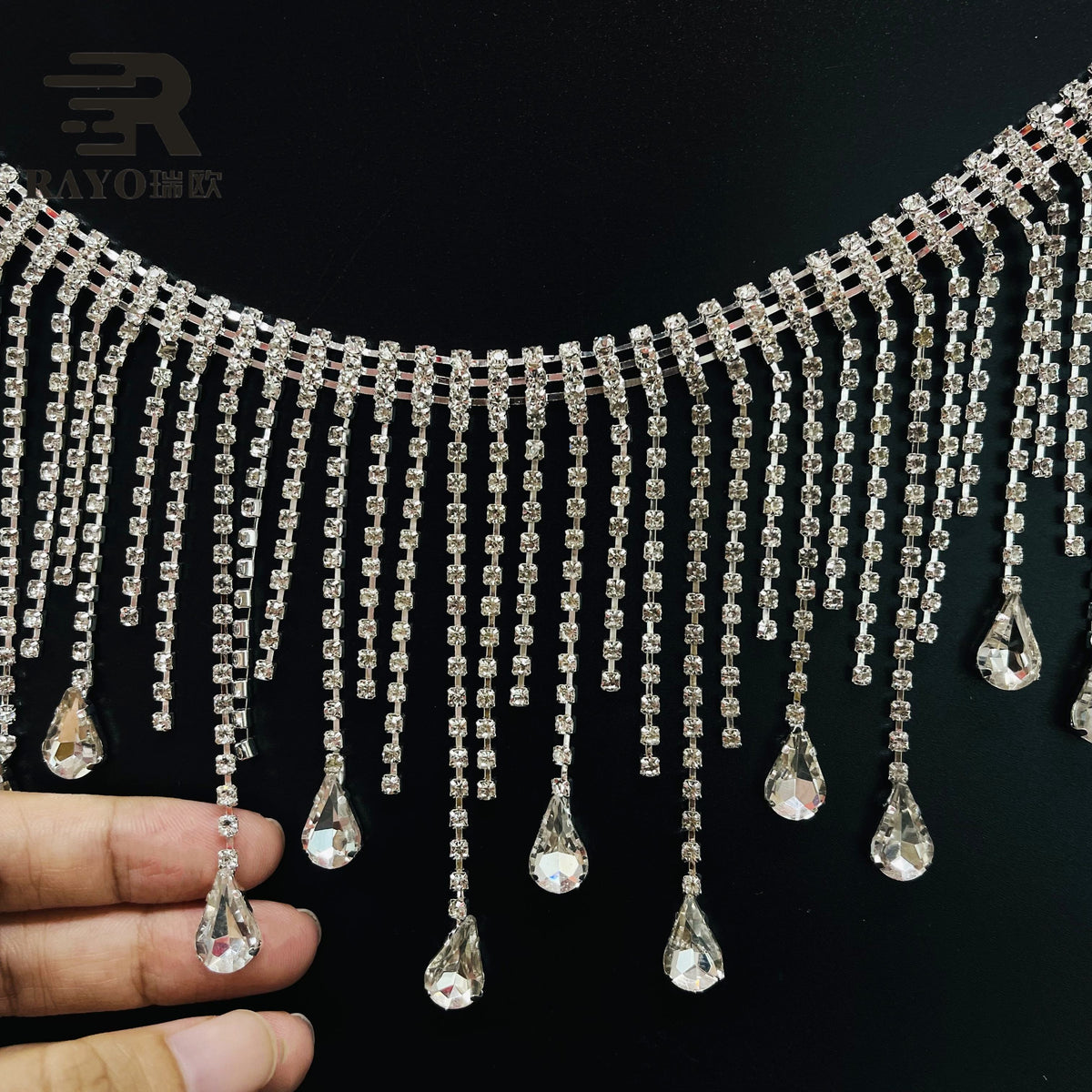 RAYO Teardrop Crystal Tassel Claw Chain Trim Sew On For Wedding Evening Stage Dress Shoe Bag DIY Ornament