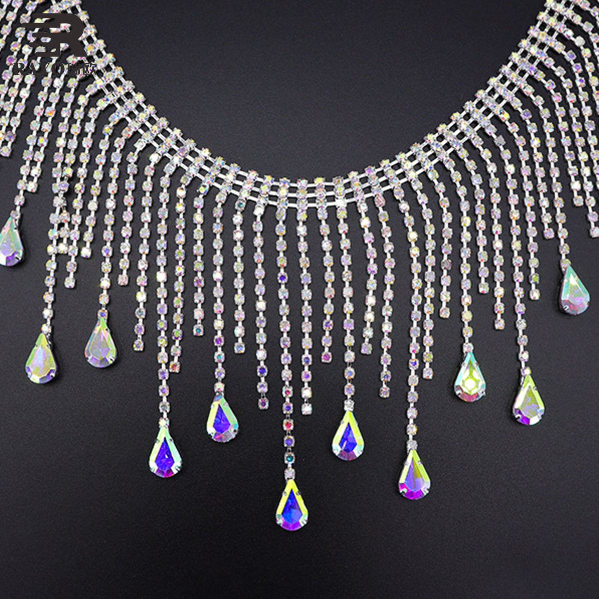 RAYO Teardrop Crystal Tassel Claw Chain Trim Sew On For Wedding Evening Stage Dress Shoe Bag DIY Ornament