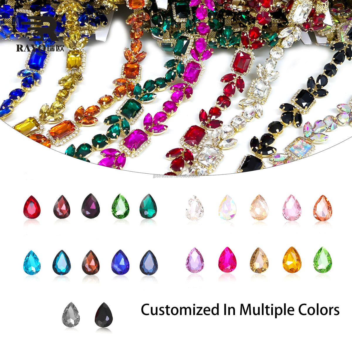 RAYO Glass Crystal Claw Rhinestone Chain Trim Sew On For Evening Dress Stage Garment DIY Decoration