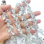 RAYO Silver Base Marquise Crystal Claw Chain Roll Trim Sew On For Wedding Evening Dress Shoes Bags DIY Garment Decoration