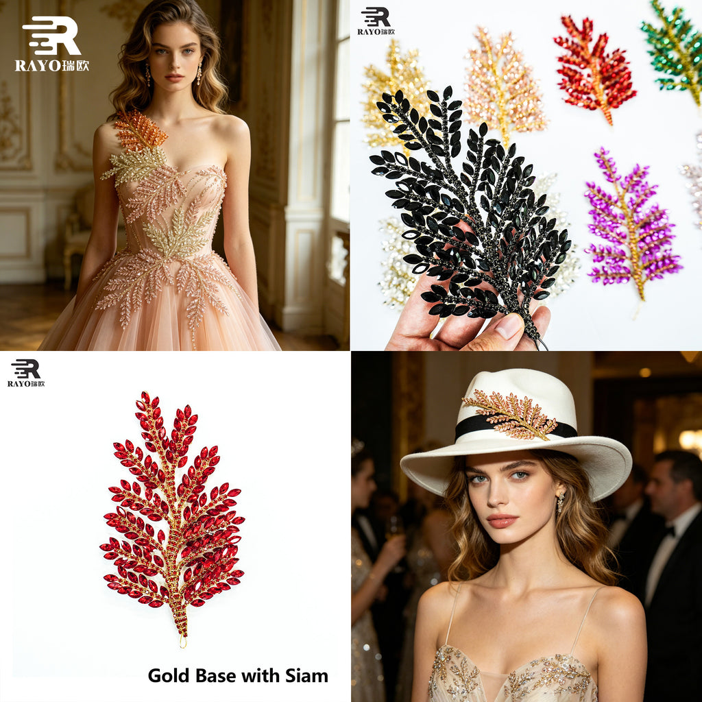 RAYO Flat Back Fancy Glass Stone Rhinestone Applique Adhesive Mesh Base Sew On Glue On Crystal Patch For Clothes Bags Party DIY Clothing Decoration