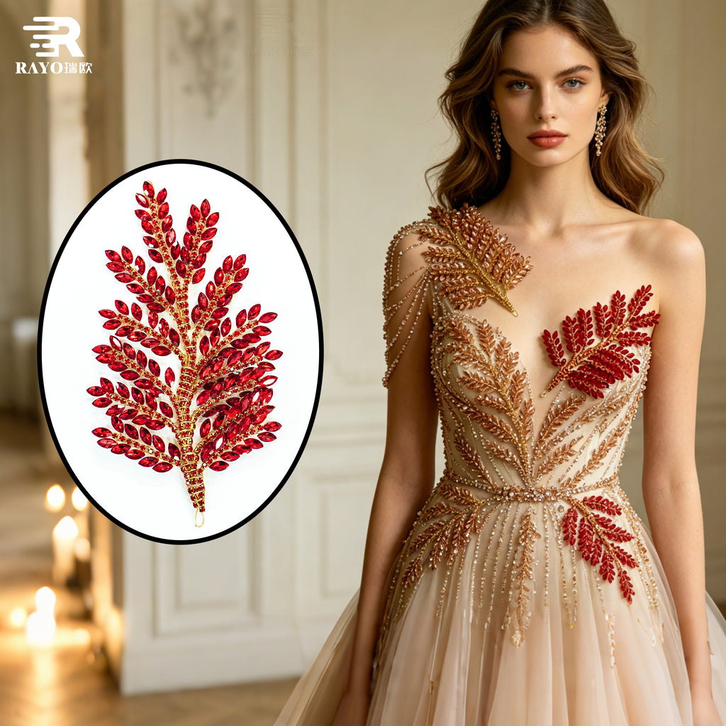 RAYO Flat Back Fancy Glass Stone Rhinestone Applique Adhesive Mesh Base Sew On Glue On Crystal Patch For Clothes Bags Party DIY Clothing Decoration