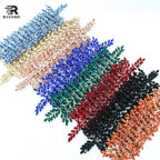 RAYO Heavy Beaded 3D Glass Crystal Flower Rhinestone Applique Adhesive Mesh Base Sew On Crystal Patch For Garment Evening Dress Bags Shoes DIY Decoration