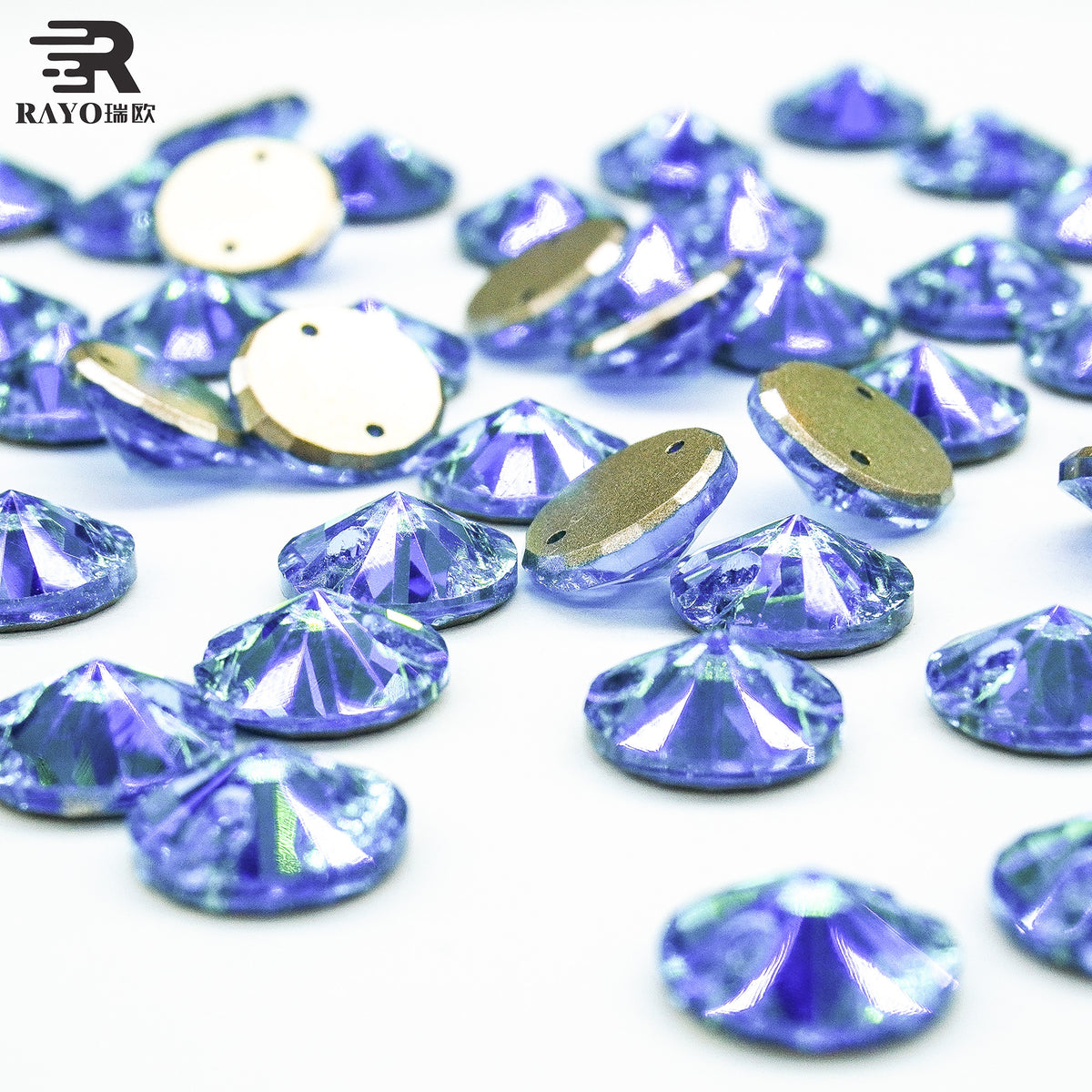 RAYO Satellite Round K9 Glass Sew On Rhinestones Two Holes Flat Back For Wedding Dress Shoes Bags DIY Garment Decoration